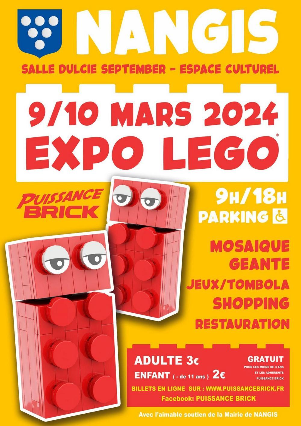 Exposition Expo 100 lego puissance brick Nangis 2024 du 9 au 10 mars 2024