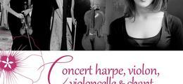 Concert harpe, violon, violoncelle et soprano, musique classique sacre