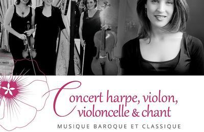 Concert harpe, violon, violoncelle et soprano, musique classique sacre  Dinard