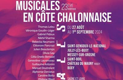 Festival des musicales en cte Chalonnaise 2024: Concert d'ouverture  Saint Gengoux le National
