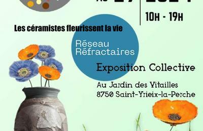 Exposition :installation cramique ;champ de fleurs  Saint Yrieix la Perche