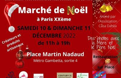 Marche de noel avec les produits artisanaux à Paris 20ème