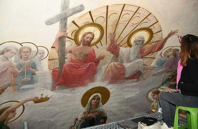 Re-dcouverte la peinture murale de l'abside de Notre-Dame-Des-Champs  Paris 6me