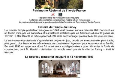 Visite du temple protestant du Raincy  Le Raincy