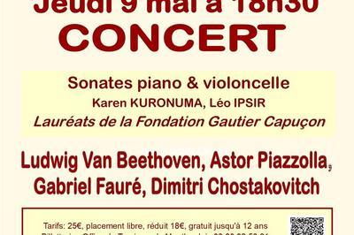 Concert abbaye de Fontenay sonates pour piano et violoncelle  9 mai  18h30  Marmagne