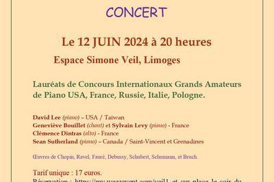 Chopin, Ondine de Ravel, Jardins sous la pluie de Debussy, Festival Amitis Musicales Internationales Piano  Limoges