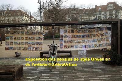 Expo => @UrticaUrtica dessina la joie de (sur)vivre au Macronistan  Strasbourg