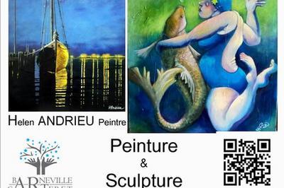 Exposition peintures et sculptures de Helen Andrieu et Marie-Nolle Lapouge  la salle du Parc  Barneville Carteret