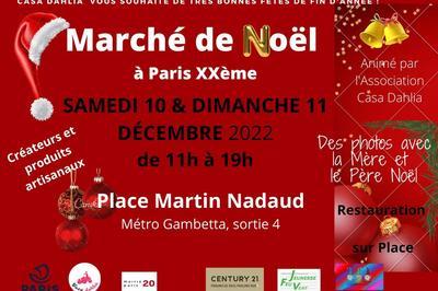 Marche de noel avec les produits artisanaux à Paris 20ème