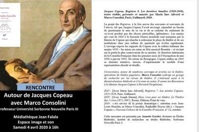 Rencontre avec Marco Consolini co-auteur des Registres de Jacques Copeau  Reims