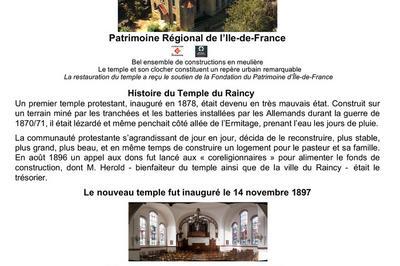 Visite du temple protestant du Raincy  Le Raincy