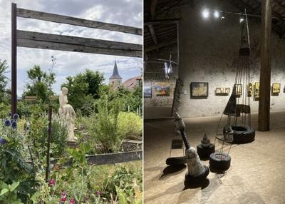 Exposition collective d'art contemporain dans une ferme du patrimoine lorrain et son jardin à Goviller