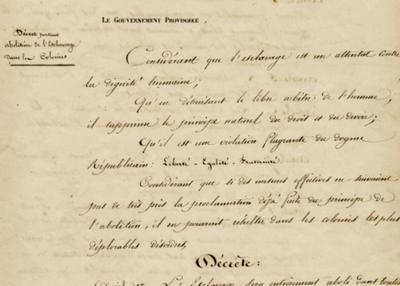 Présentation de l'exposition du décret d'abolition de l'esclavage à Paris 4ème