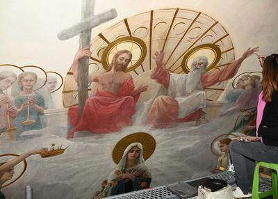 Re-découverte la peinture murale de l'abside à Paris 6ème