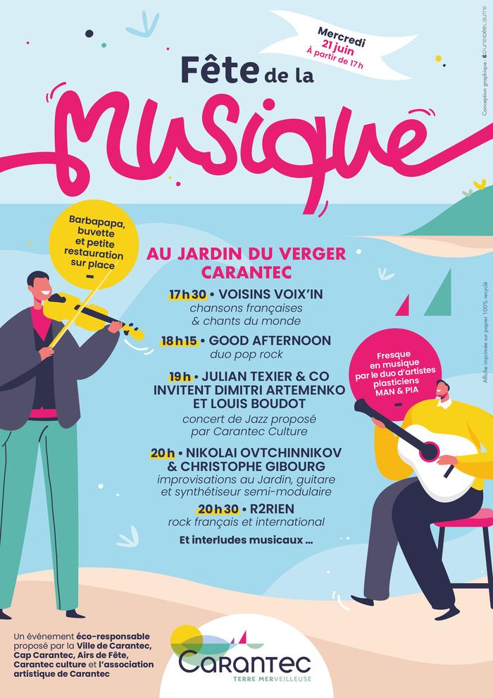 Concert Fête de la musique au Jardin du verger à Carantec mercredi 21 juin 2023